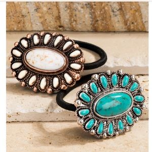 Natural stone TURQUOISE boho hair tie